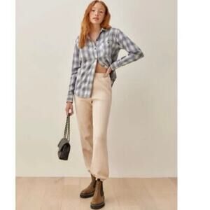 Reformation Jeans Classic Jogger Sweatpants in Buff Organic Cotton Size Large